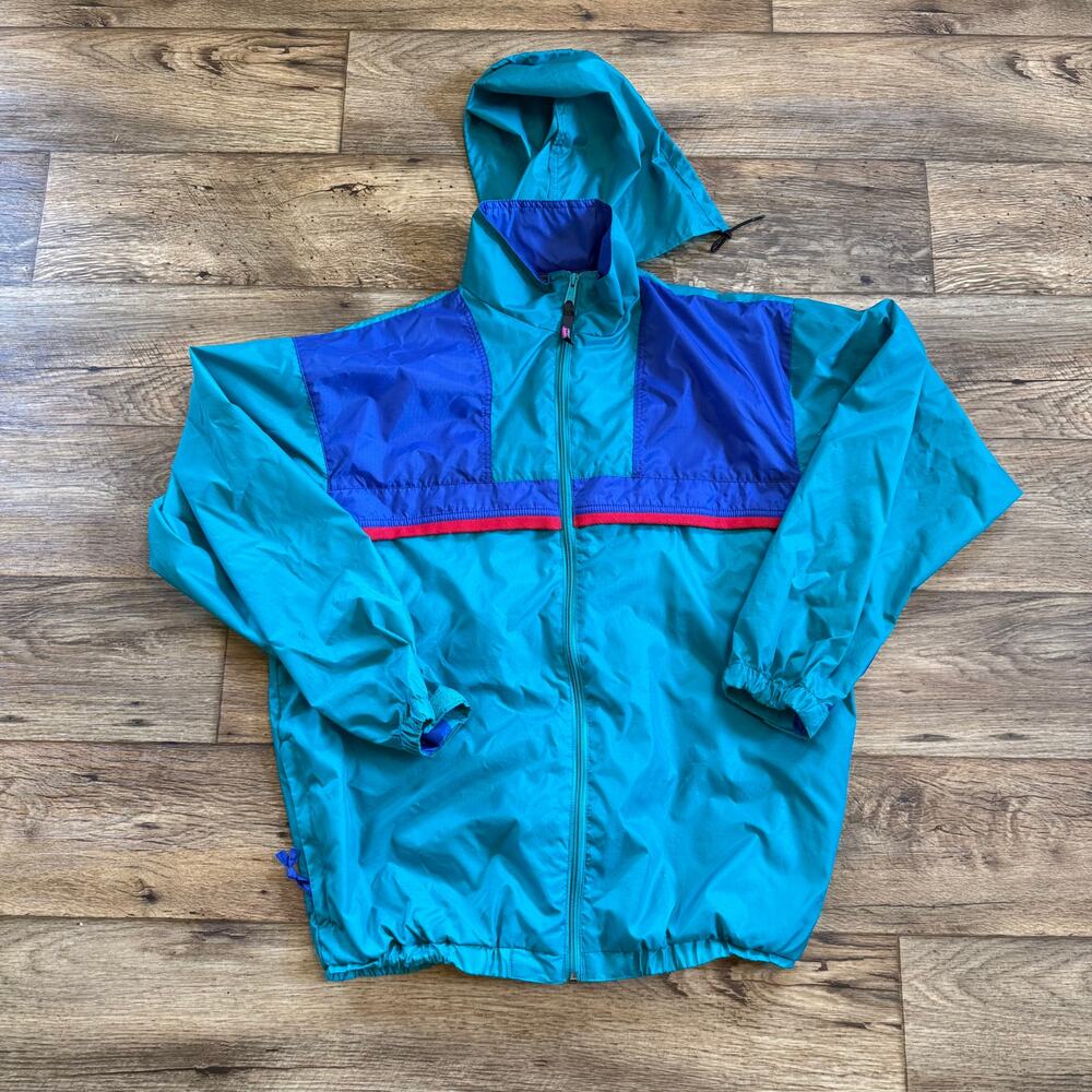 Vintage 90s Sierra Sport Neon Color Block Rain Jacket